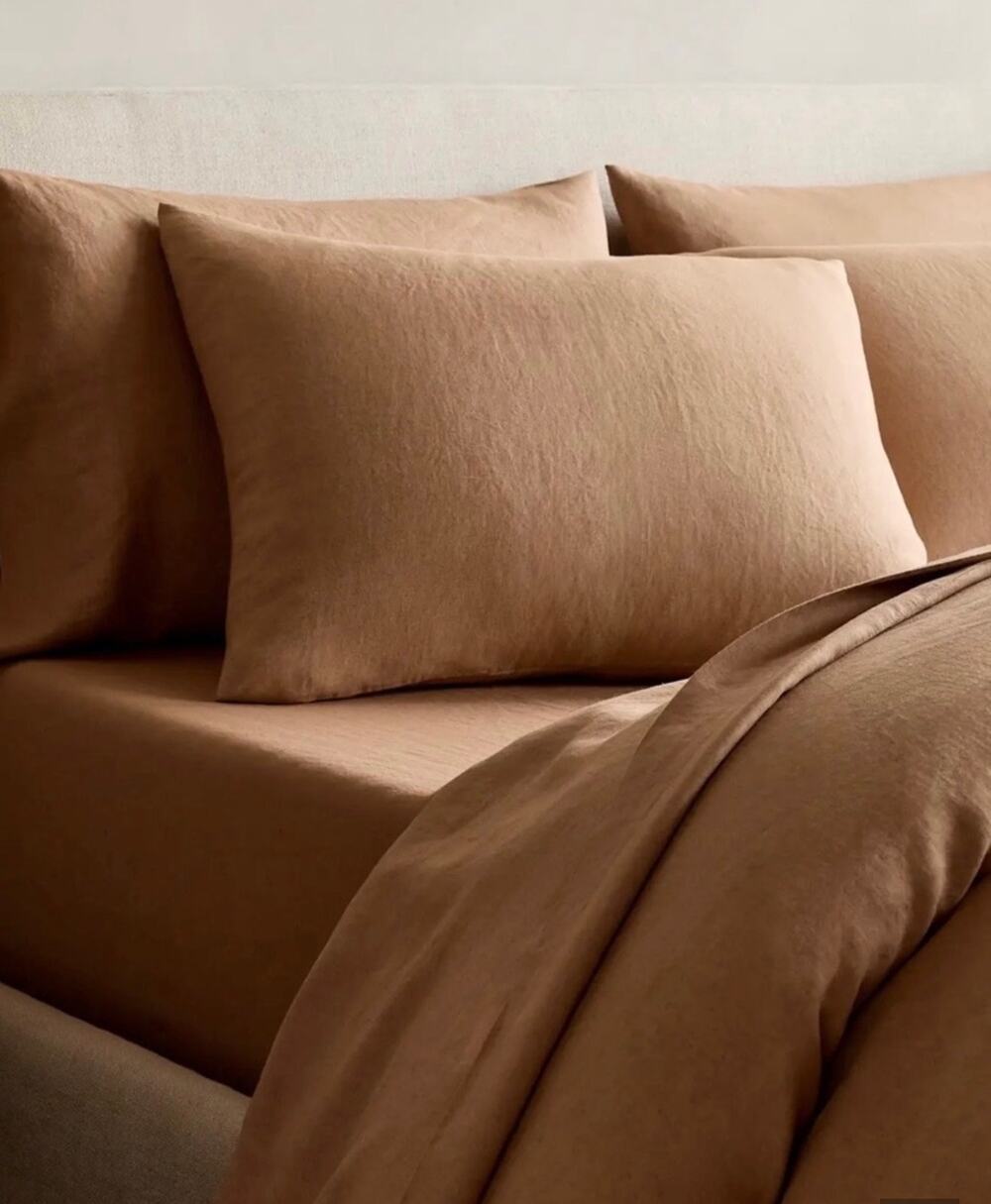 Quince Organic Linen Duvet Cover Set Latte King/Cal King with 2 shams NWT
